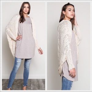 💗Natural Cable Knit Open Cardigan. S/M & M/L